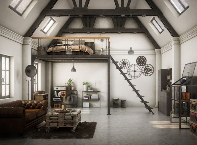 Spacious industrial style apartment 