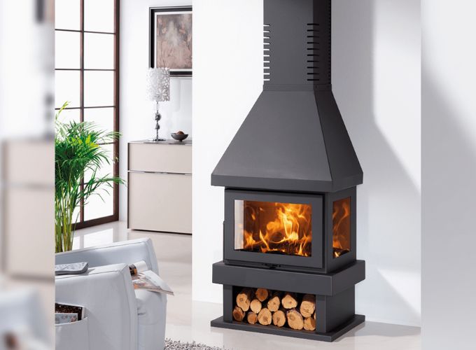 Metal wood-burning fireplace for your living room