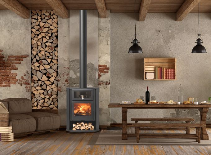 wood burning stove with oven for living room