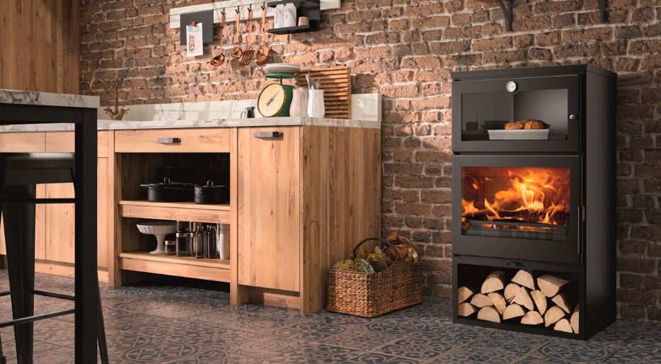 Imagen ambiente de estufa con horno integrado modelo COIMBRA
